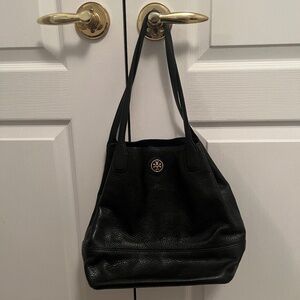 Tory Burch Black Pebbled Leather Shoulder Bag